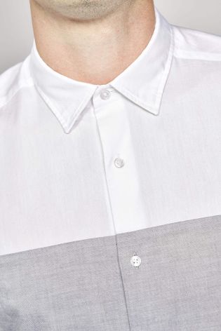 White Long Sleeve Colourblock Shirt